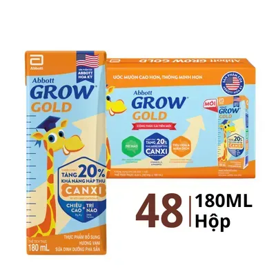 Thùng 48 hộp sữa dinh dưỡng pha sẵn Abbott Grow Gold hương vani 180ml