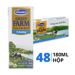 Thùng sữa tươi tiệt trùng Green farm ít đường Vinamilk 180ml (48 Hộp)
