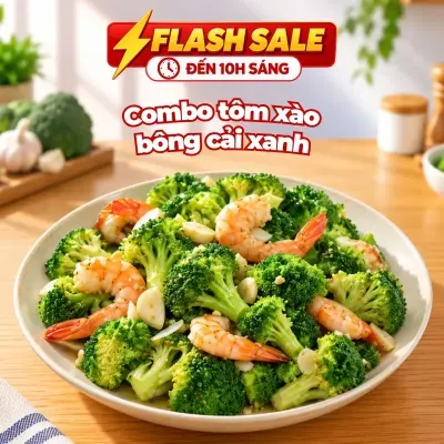 Combo bông cải xanh baby xào tôm lột