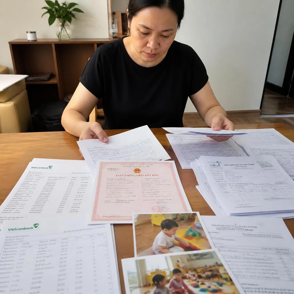 Không đứng tên nhưng có công sức, hãy thu thập chứng cứ ngay từ đầu để bảo vệ quyền lợi khi ly hôn. (Ảnh được tạo bởi AI) 