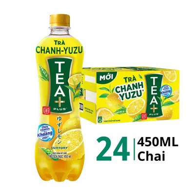 Thùng 24 chai trà ô long Oolong Tea+ vị chanh Yuzu 450ml