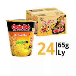 Thùng mì gà sợi phở Gấu Đỏ ly 65g (24 Ly)