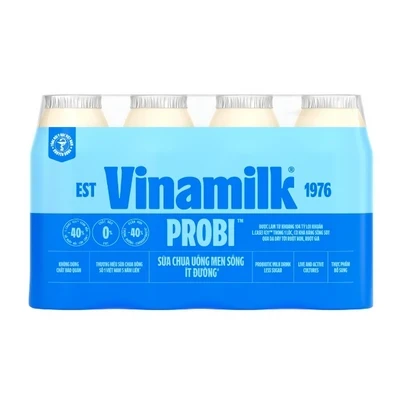 Lốc 4 chai sữa chua uống Probi Vinamilk hương việt quất 130ml