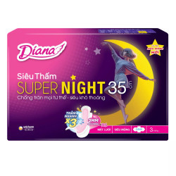 Băng vệ sinh Diana Super Night ban đêm 35cm gói 3 miếng