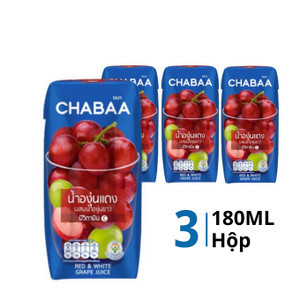 Lốc nước ép nho đỏ và nho trắng Chabaa hộp 180ml (3 Hộp)