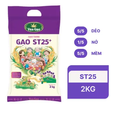 Gạo thơm ST25+ Vua Gạo túi 2kg