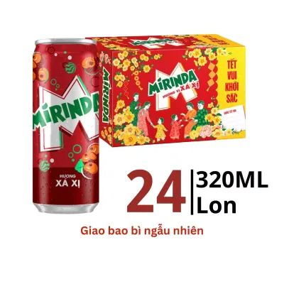 Thùng 24 lon nước ngọt Sleek Mirinda hương xá xị 320ml