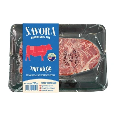 Thăn ngoại bò Hokubee Úc đông lạnh Savora khay 200g