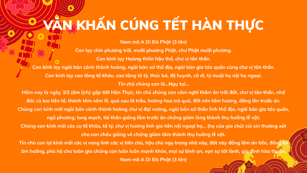 Bài văn khấn cúng Tết Hàn thực 2026.