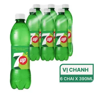 Lốc 6 chai nước ngọt 7UP 390ml