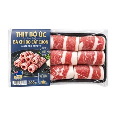 Ba chỉ bò Savora Úc cắt cuộn đông lạnh khay 200g
