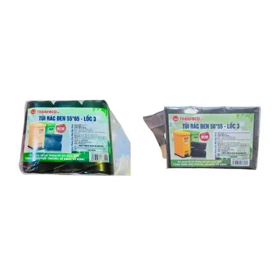 Combo Lốc 3 túi đựng rác TBP đen size trung 55*65cm 36-39 cái + Lốc 3 túi rác TBP đen size tiểu 1kg 50*55cm 49-51 cái