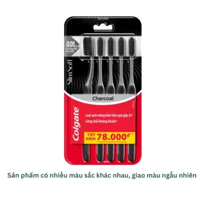 Bàn chải đánh răng Slimsoft Charcoal Colgate bộ 5 cây