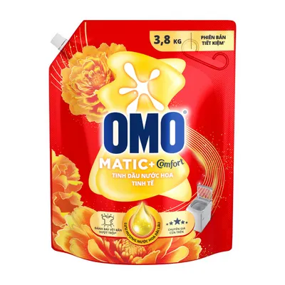 Nước giặt cửa trên hương Comfort tinh dầu nước hoa Omo túi 3.8kg