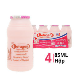 Lốc sữa chua uống hương dâu Betagen hộp 85ml (4 Hộp)