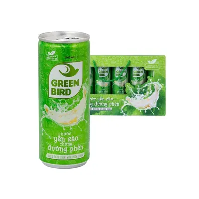 Lốc 6 lon nước yến sào chưng đường phèn Green Bird 240ml