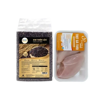 Combo healthy: gạo lứt đen Ocop và phi lê ức gà không da 500g
