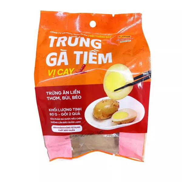 Trứng gà tiềm vị cay 80g ± 2g Vfoods gói 2 quả