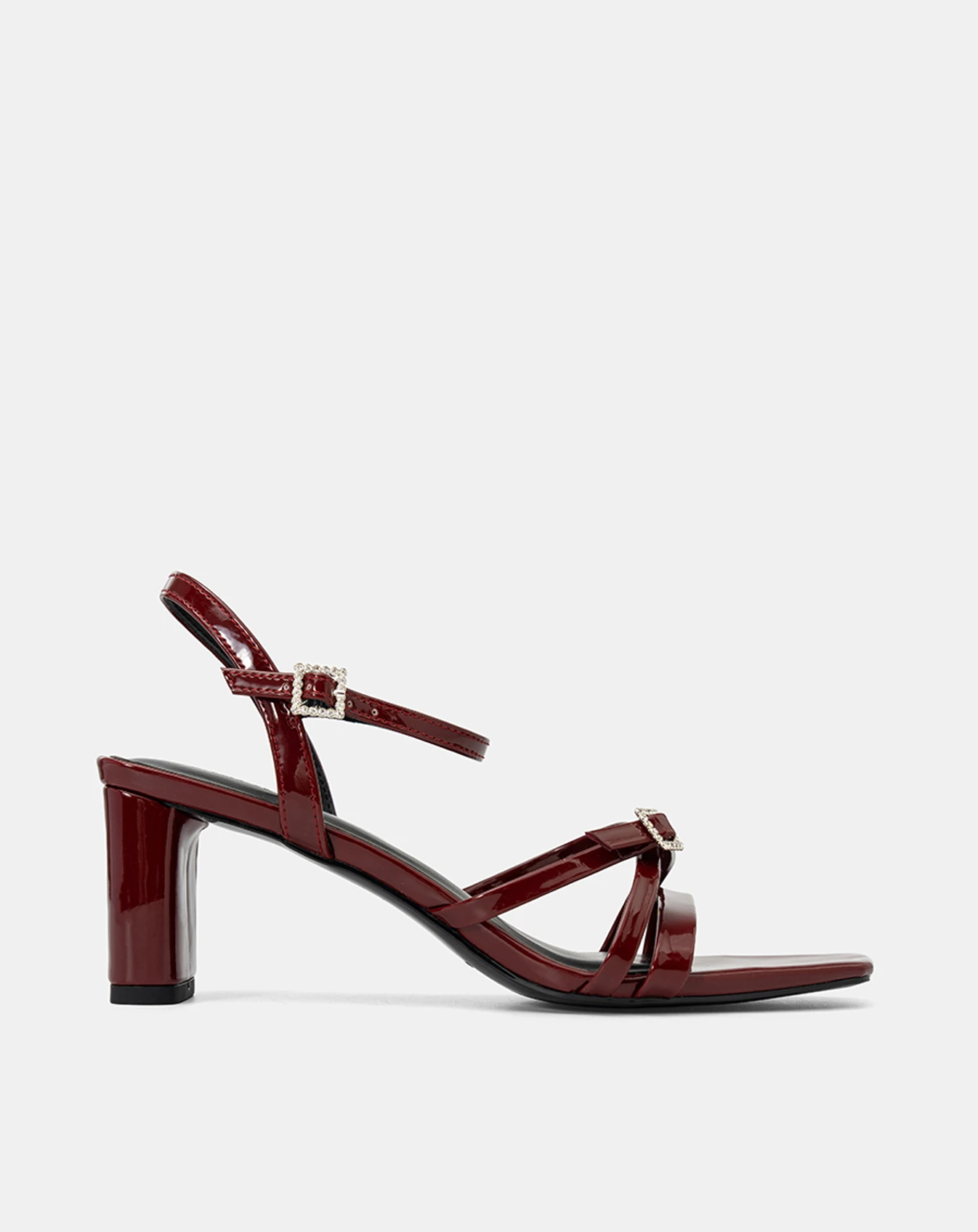 Giày Sandal Gót Vuông Phối Khóa Đá - Image 1