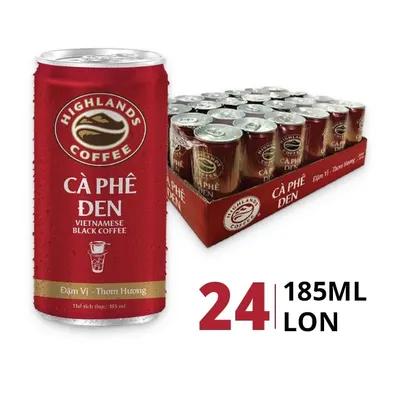 Thùng 24 lon cà phê đen Highlands Coffee 185ml