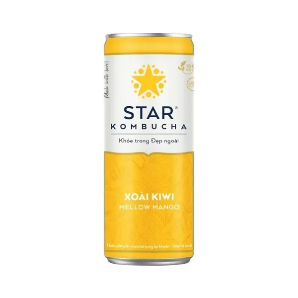 Trà lên men bổ sung lợi khuẩn vị xoài kiwi Star Kombucha lon 250ml
