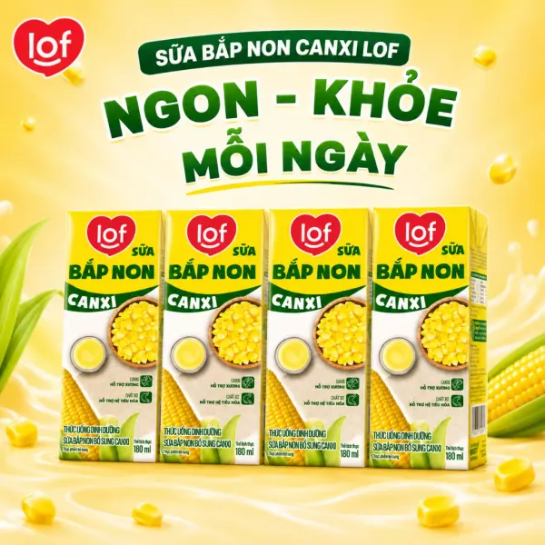 Lốc 4 hộp sữa bắp non canxi Lof 180ml