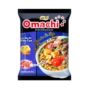 Mì khoai tây dinh dưỡng lẩu bắp bò riêu cua Omachi gói 80g (1 Gói)