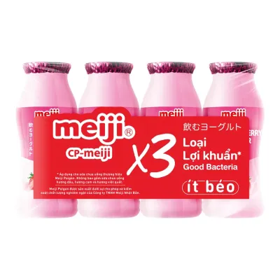 Lốc 4 hộp sữa chua uống Meiji vị dâu 85ml