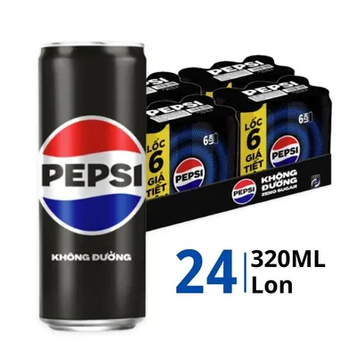 Thùng 24 lon nước ngọt Pepsi zero calo 320ml