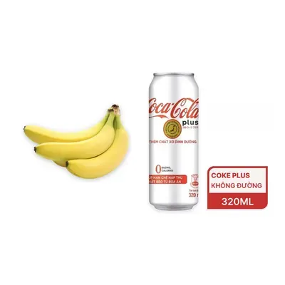 Combo Chuối già giống Nam Mỹ nhánh 1.1Kg (1 nhánh) + Nước ngọt Coke Plus CocaCola không đường lon 320ml