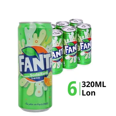 Lốc 6 lon nước ngọt Fanta Soda Cream 320ml