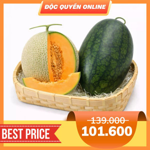 Combo dưa hấu ruột đỏ 2.5KG + dưa lưới vỏ xanh ruột cam 1.6KG (1 Combo)