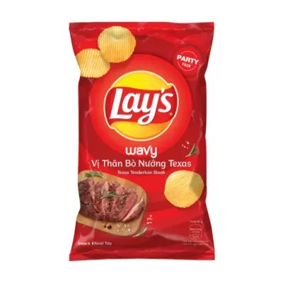 Snack khoai tây vị thăn bò nướng Texas Lay's gói 90g
