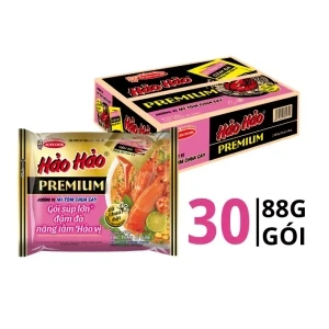 Thùng 30 gói mì ăn liền premium Hảo Hảo vị tôm chua cay 88g