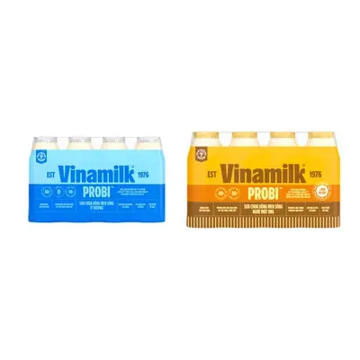 Combo Lốc 4 chai sữa chua uống Probi Vinamilk ít đường + Lốc 4 chai sữa chua uống Vinamilk Probi nghệ mật ong