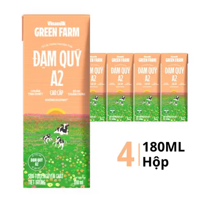 Lốc 4 hộp sữa tươi tiệt trùng Vinamilk Green Farm A2 180ml