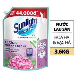 Nước lau sàn tinh dầu thảo mộc hoa hạ & bạc hà Sunlight túi 3.6kg (1 Túi)