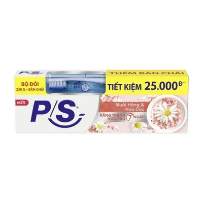 Kem đánh răng muối hồng & hoa cúc P/S tuýp 230g + bàn chải