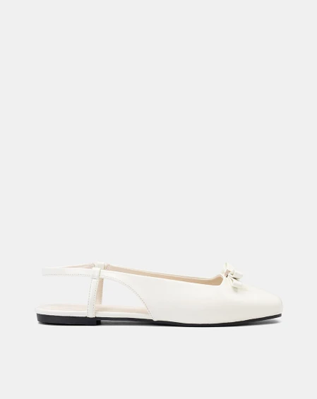 Giày Búp Bê Slingback Đế Bệt Phối Nơ