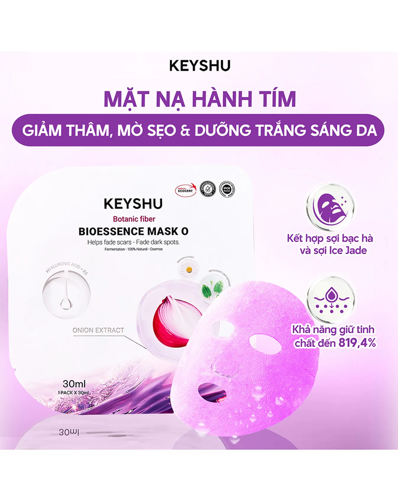 Mặt nạ hành tím Keyshu Bioessence Mask O Botanic Fiber 30ml MN093 - Image 1