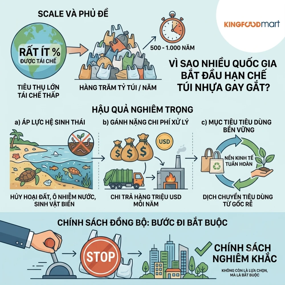 Vì sao nhiều quốc gia bắt đầu hạn chế túi nhựa gay gắt?
