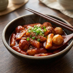 Tteokbokki xào viên hải sản sốt Gochujang đậm vị