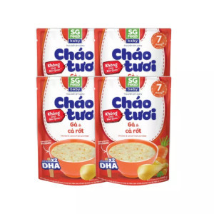 Combo 4 Cháo tươi gà và cà rốt SG Food gói 240g x 4