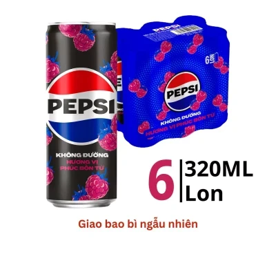 Lốc 6 lon nước ngọt Zero Calo Pepsi vị phúc bồn tử 320ml