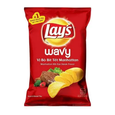 Snack khoai tây vị thăn bò nướng Texas Lay's gói 90g