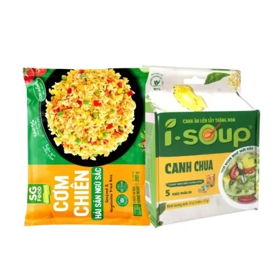 Combo cơm hải sản và canh chua ăn liền