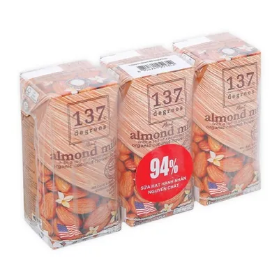 Thùng 36 hộp sữa hạnh nhân 137 Degrees nguyên chất 180ml