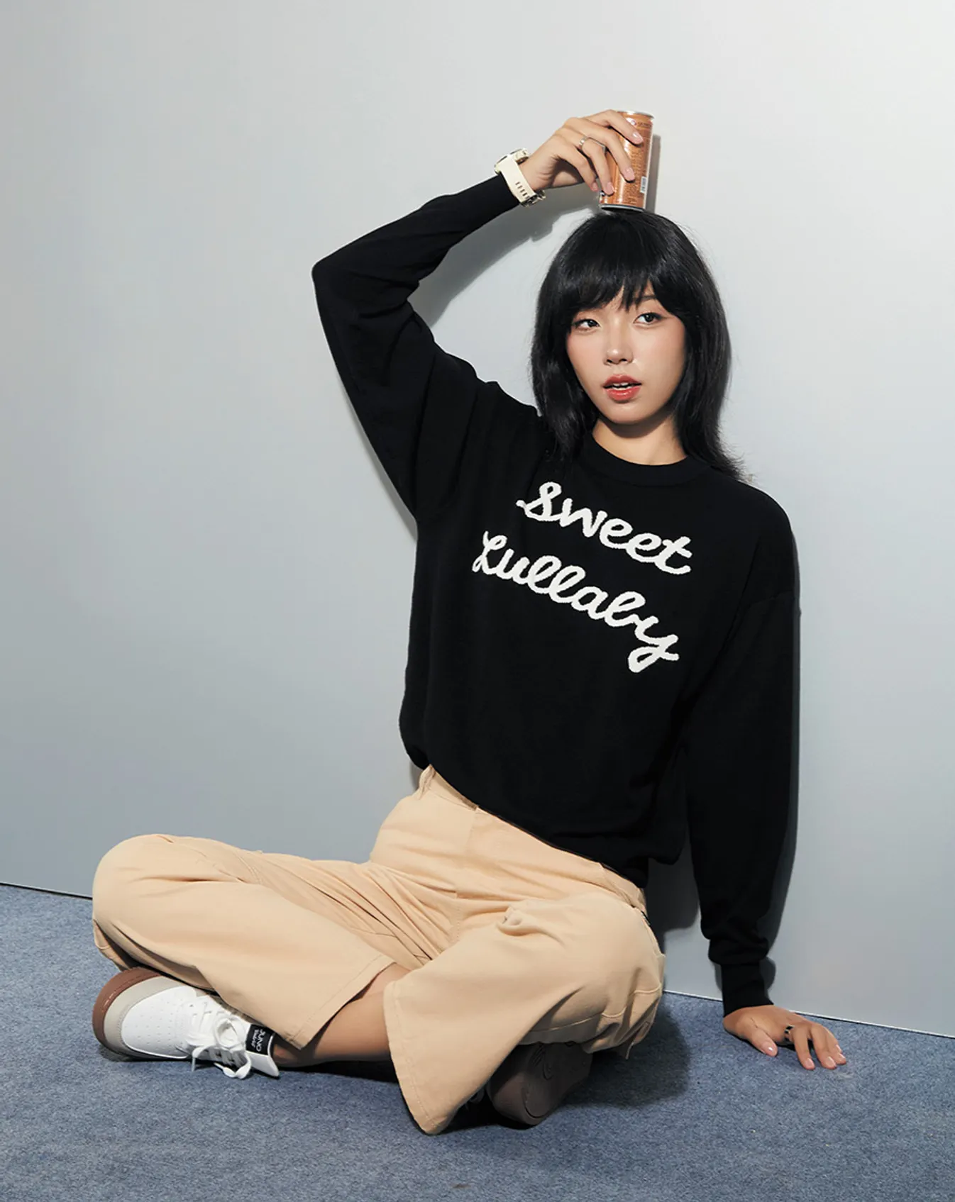 Áo dệt kim oversized tay dài - Image 2