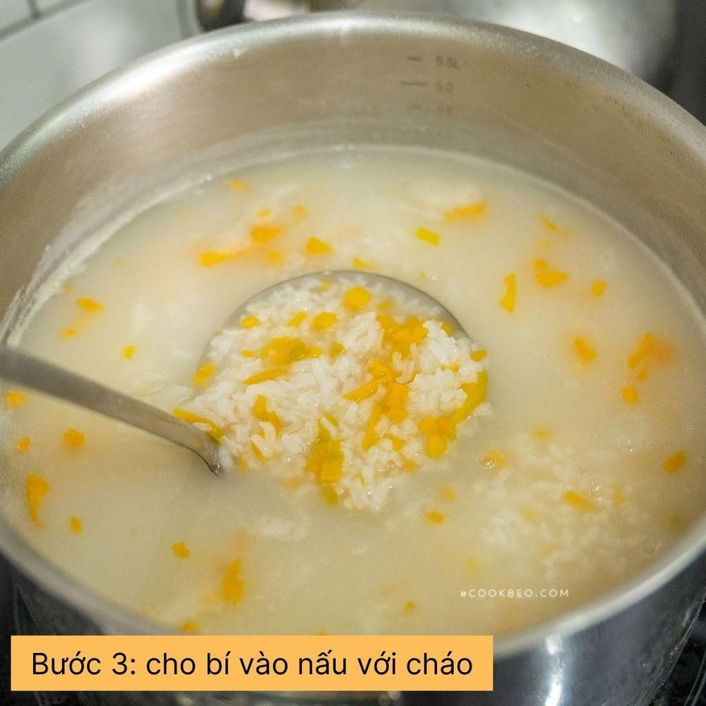 chi bí vào nấu với cháo 