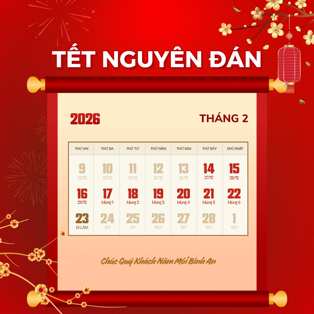 Tết âm lịch 2026 rơi vào giữa tháng 02 dương lịch